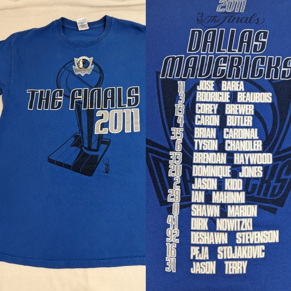 Dallas Mavericks 2011 Vintage Finals Tee  W/Roster Dirk Nowitzki  & Jason Kid